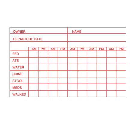 Nevs Cage ID Card Name/ Owner/Special Instructions 3" x 5" White w/Red VW-0110